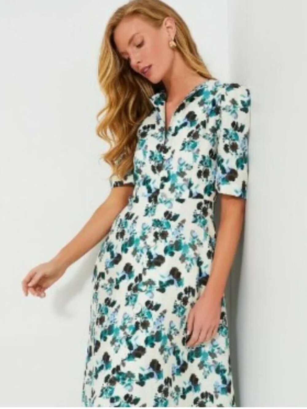 New Tuckernuck Shirt Dress Womens XXL Plus Blue Blooms Linen Hadley Coastal Midi